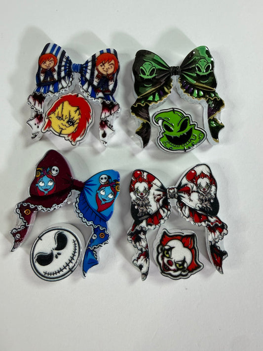 Acrylic focal 2 piece set Bow Halloween characters mystery