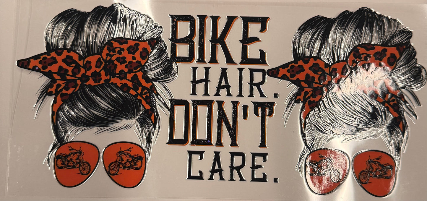 Cup wraps uvdtf Motorcycle bike hair don’t care girl with sunglasses