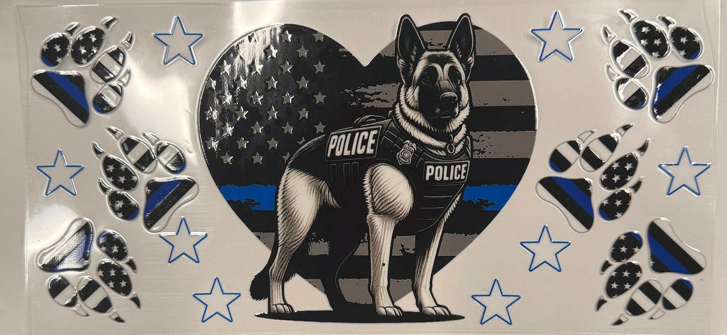 Cup wraps uvdtf Police dog with paw prints