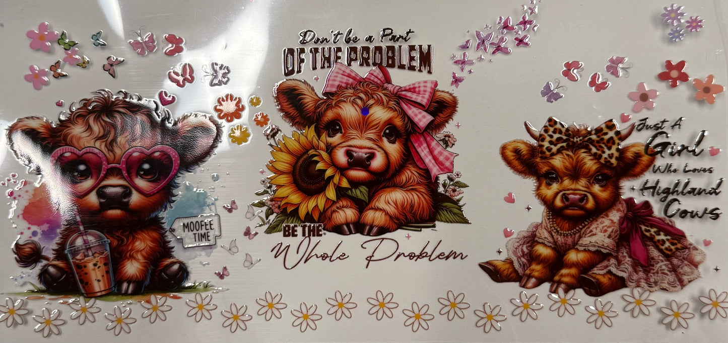 Cup wraps uvdtf Highlands cows be the problem coffee floral