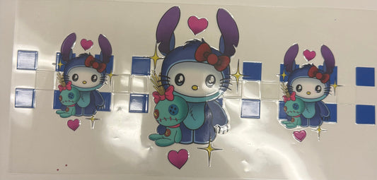 Cup wraps uvdtf hello kitty dressed as stitch with baby