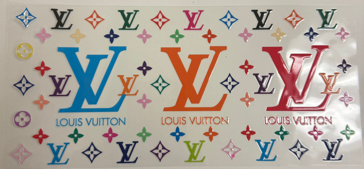 Cup wraps uvdtf lv rainbow with large lv letter