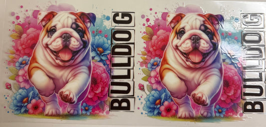Cup wraps uvdtf bulldog dogs floral