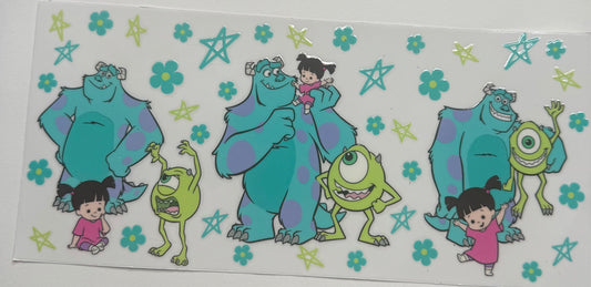 Cup wraps uvdtf monster inc with floral and stars