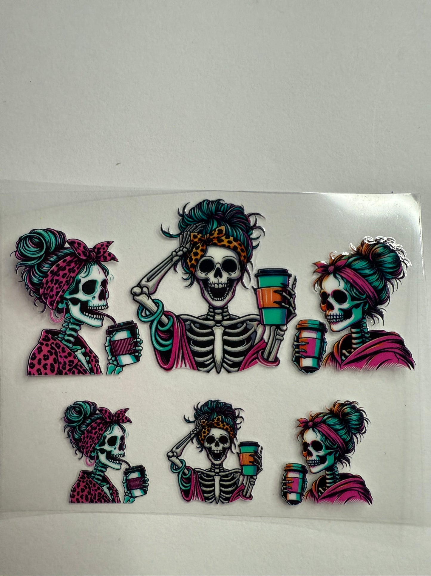 Uvdtf wraps Mini Stanley skull mama with coffee
