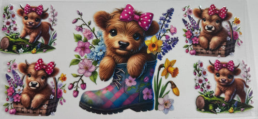 Cup wraps uvdtf highland cow boot