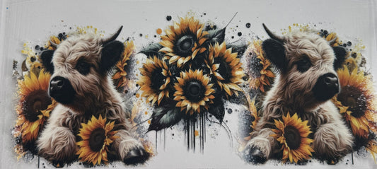 Cup wraps uvdtf sunflower highland cow