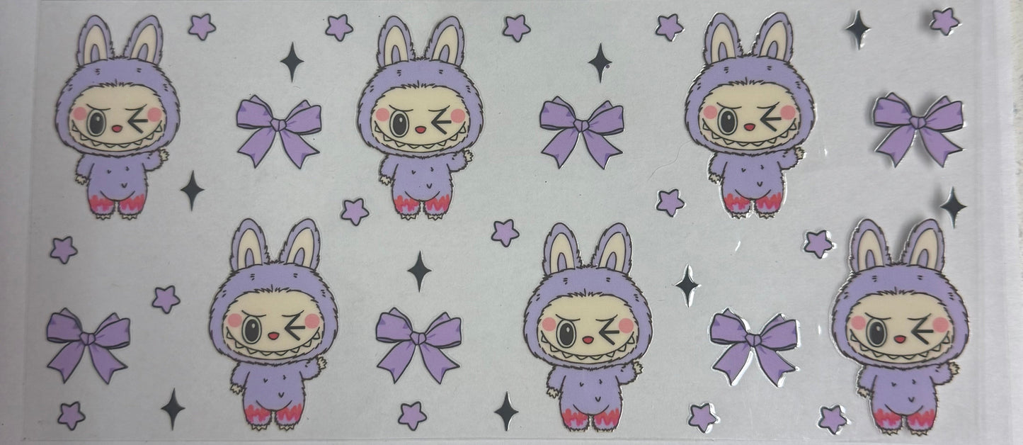 Cup wraps uvdtf purple labubu bows