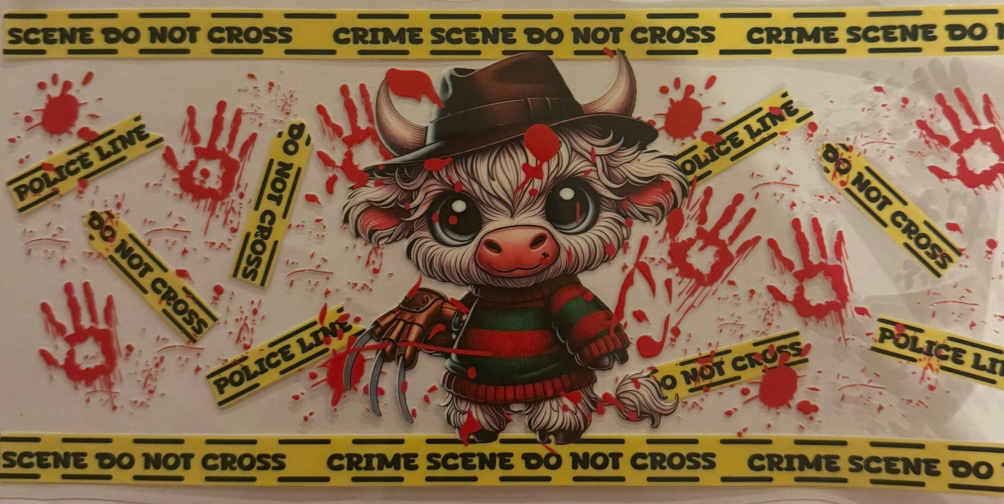 Cup wraps uvdtf Freddy highland cow Halloween theme