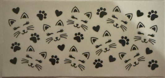 Cup wraps uvdtf cat faces with paw print
