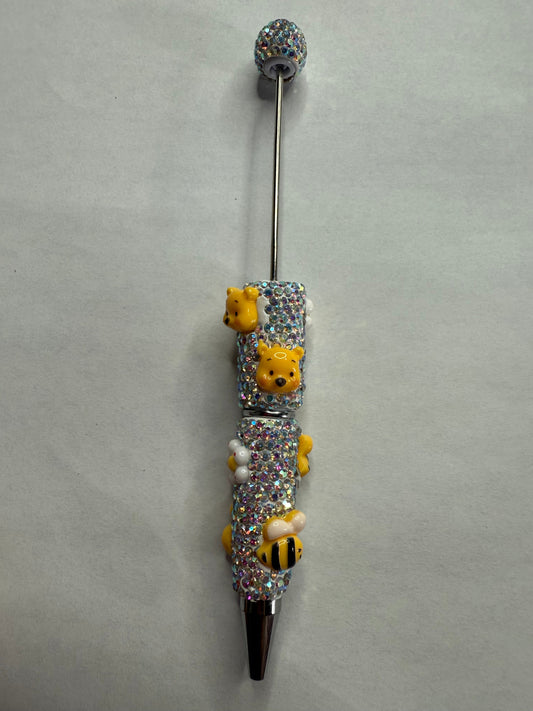 Beadable pens just the pen full rhinestone ab with Pooh flowers honey pots bee