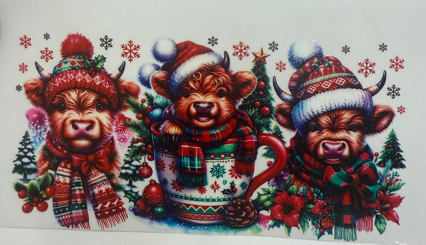 Cup wraps uvdtf Christmas highland cows