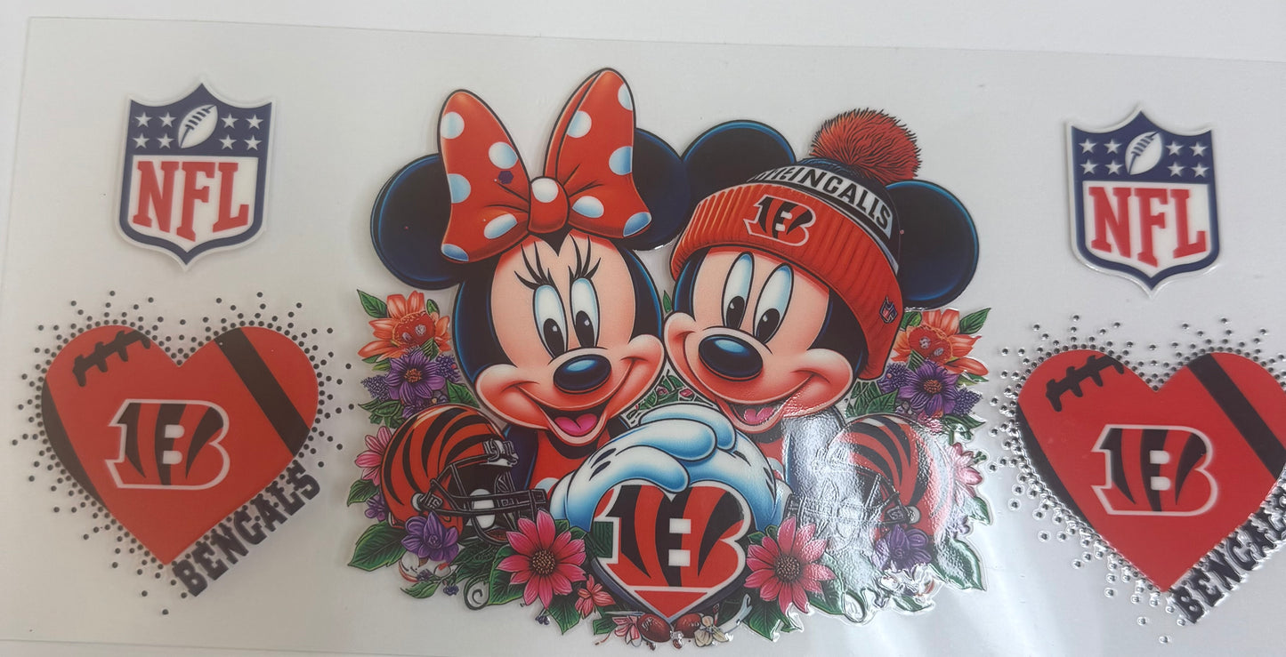 Cup wraps uvdtf Mickey and Minnie bengals football