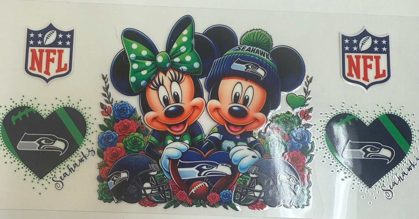 Cup wraps uvdtf Mickey and Minnie Seahawks football