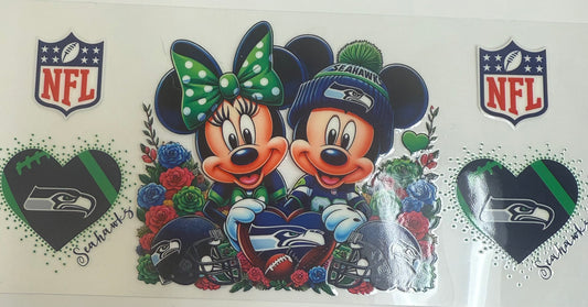 Cup wraps uvdtf Mickey and Minnie Seahawks football