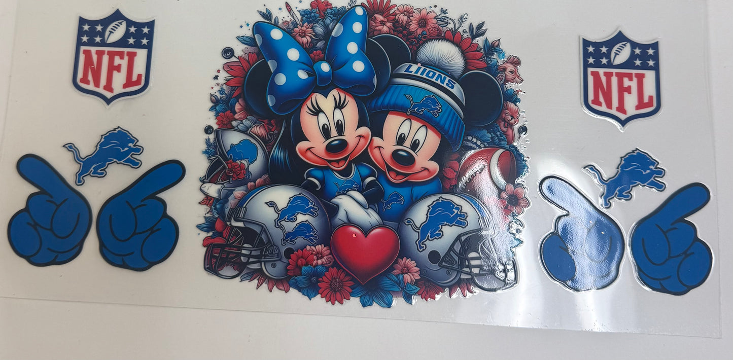 Cup wraps uvdtf Mickey and Minnie Football Lions