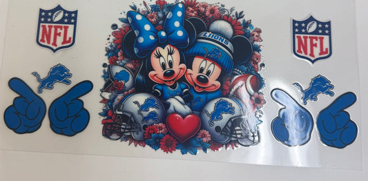 Cup wraps uvdtf Mickey and Minnie Football Lions