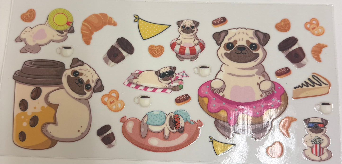 Cup wraps uvdtf Funny pug dogs