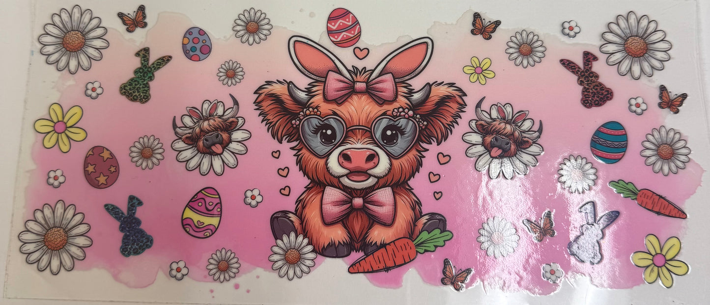 Cup wraps uvdtf Easter highland cow