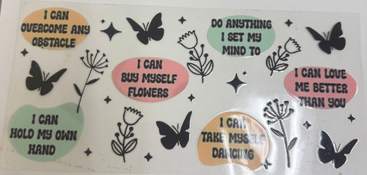 Cup wraps uvdtf Miley Cyrus songs with butterfly and flowers