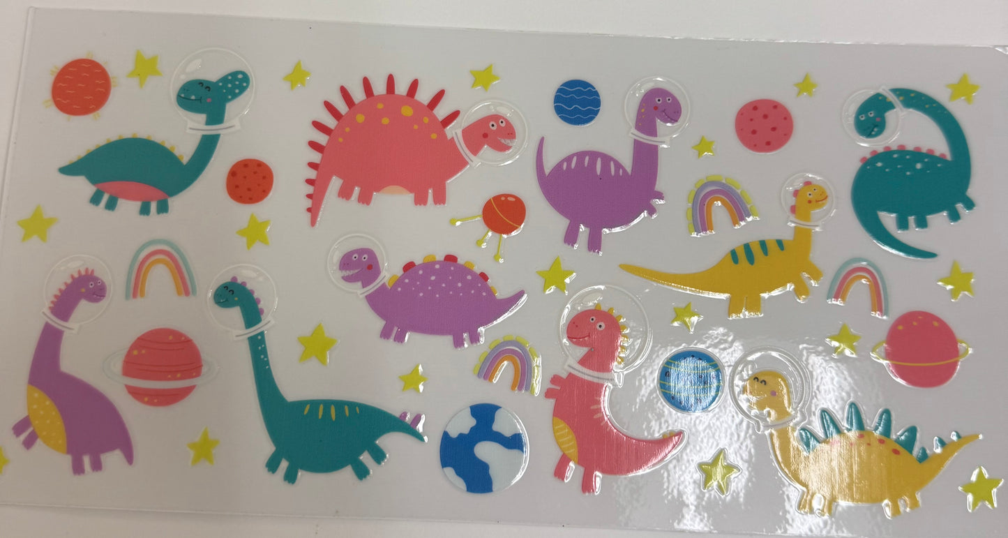 Cup wraps uvdtf dinosaurs with planets
