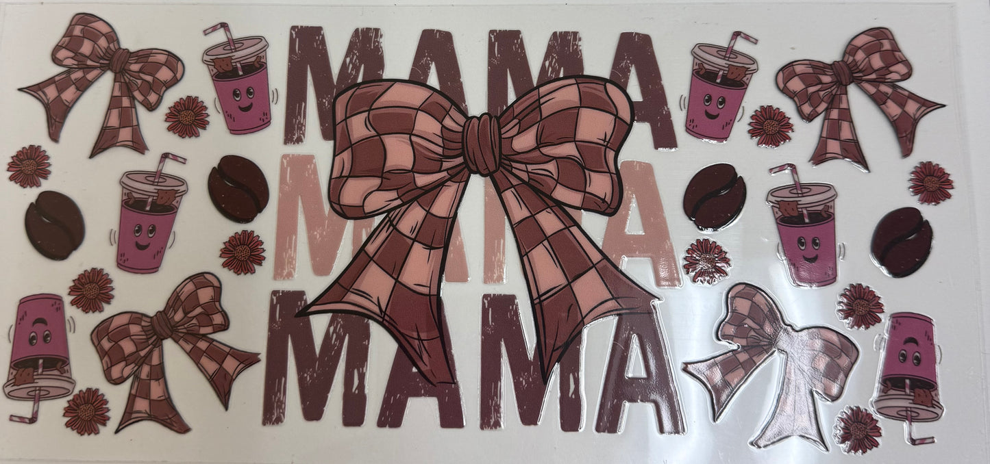 Cup wraps uvdtf Mama neutral color, way with bows and coffee cups