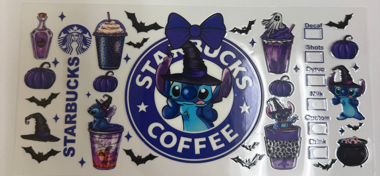 Cup wraps uvdtf Halloween stitch Starbucks theme