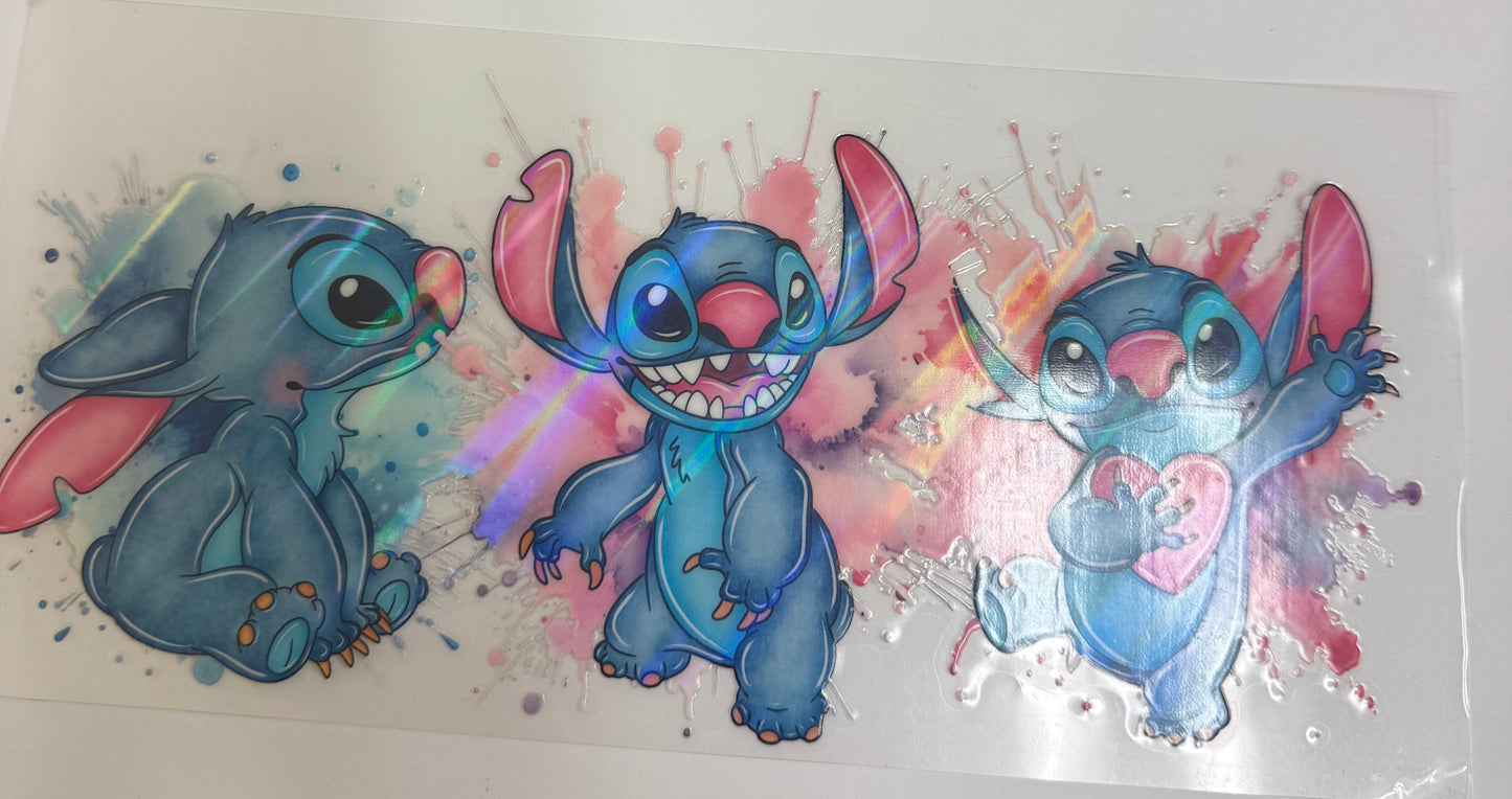 Cup wraps uvdtf Holo stitch blue and pink
