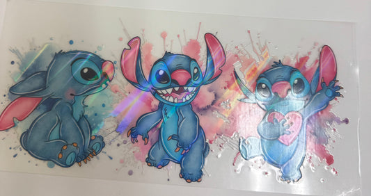 Cup wraps uvdtf Holo stitch blue and pink