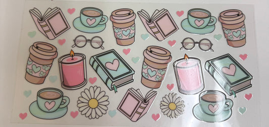 Cup wraps uvdtf Girly theme coffe cups candles books