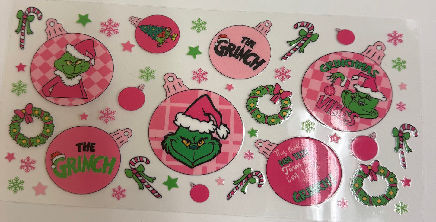 Cup wraps uvdtf Grinch pink and green