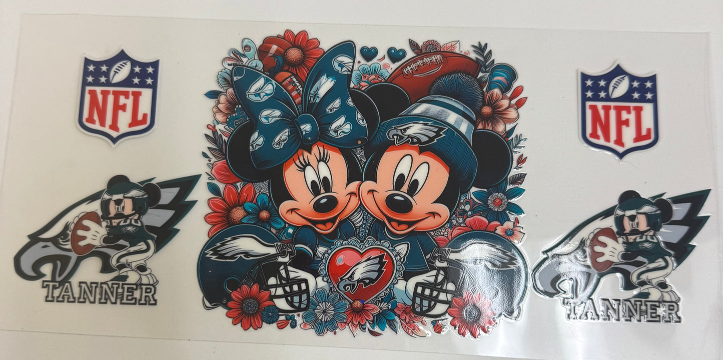 Cup wraps uvdtf Mickey and Minnie eagles football