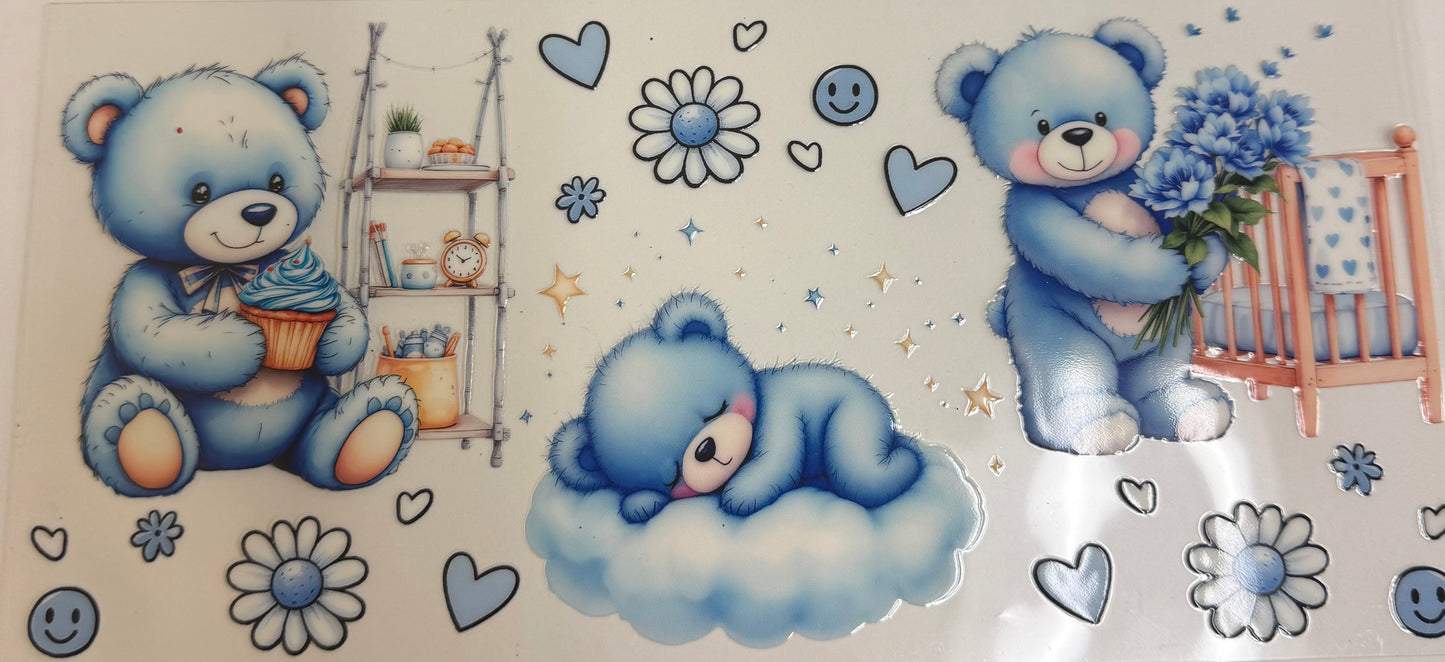 Cup wraps uvdtf blue  teddy bears