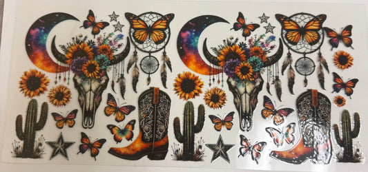 Cup wraps uvdtf Western moon butterfly’s steer head