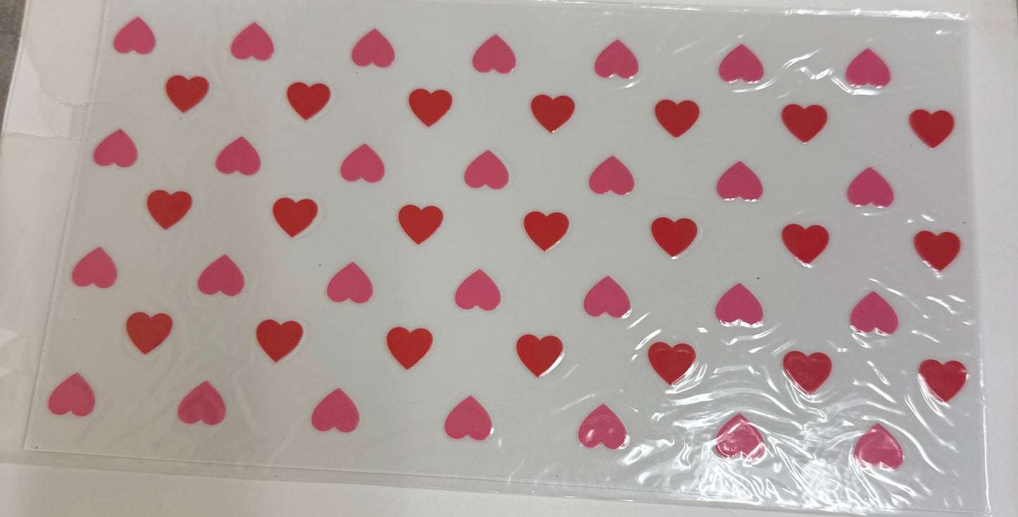 Cup wraps uvdtf Red and pink hearts
