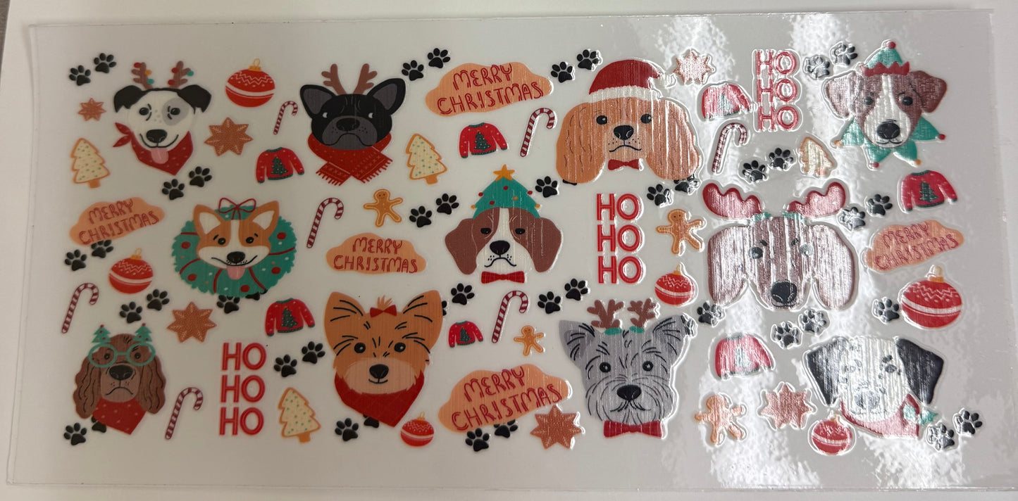 Cup wraps uvdtf Dog theme Christmas