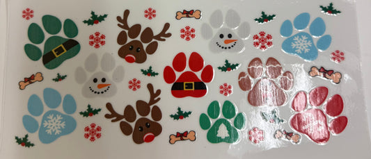 Cup wraps uvdtf Paw print Christmas