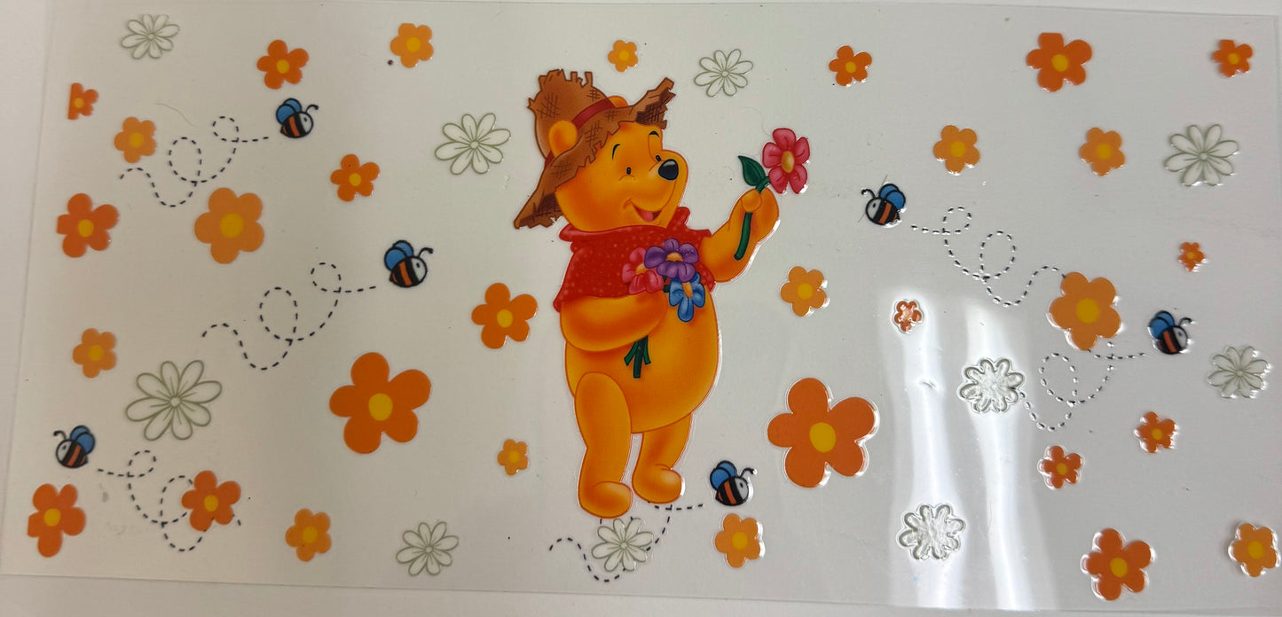 Cup wraps uvdtf Winnie the Pooh with florals and bee