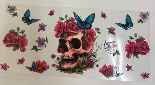 Cup wraps uvdtf Skull with butterfly and floral