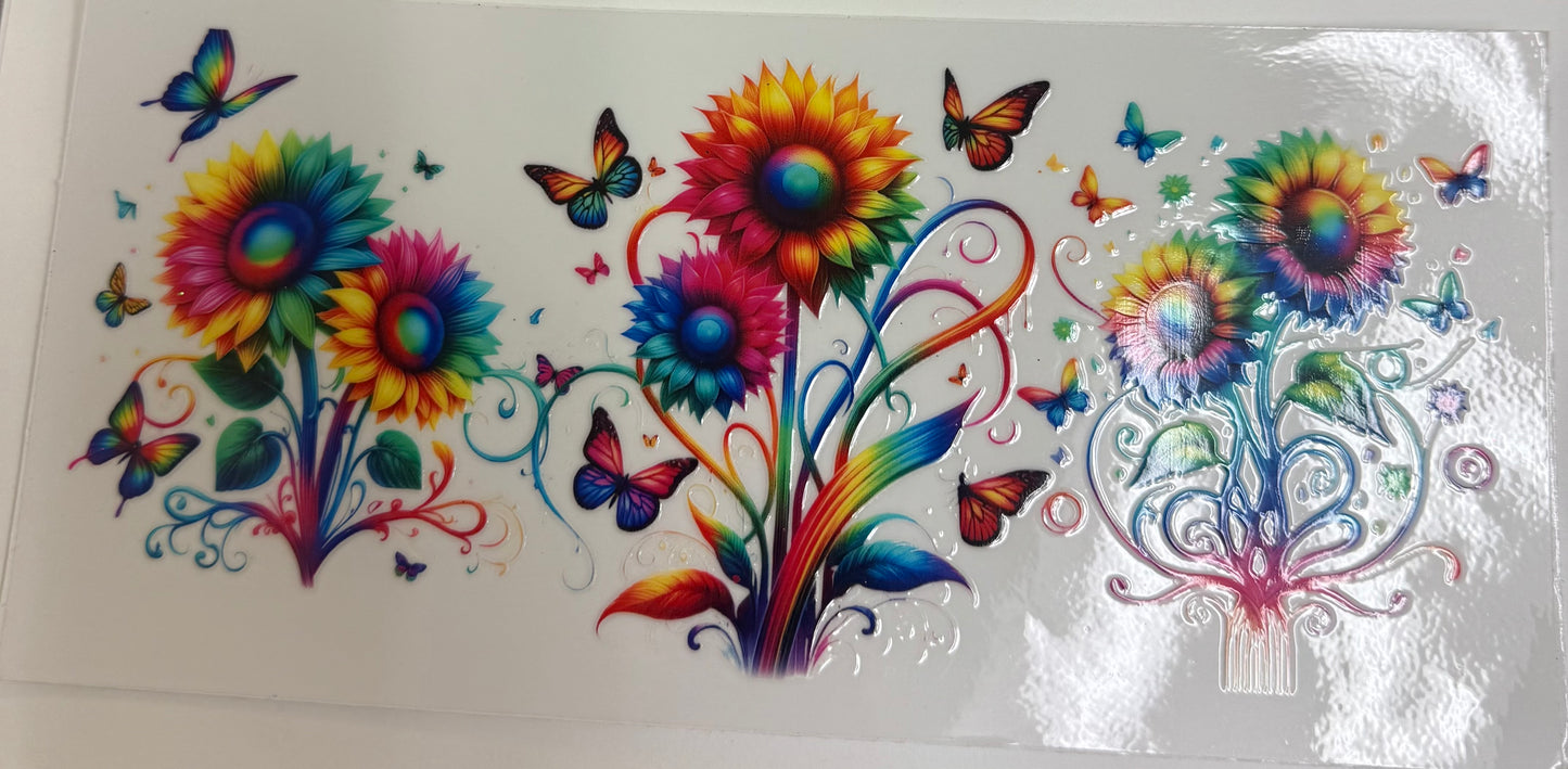 Cup wraps uvdtf Rainbow sunflowers and butterfly’s