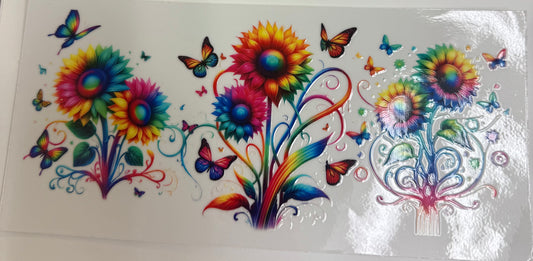 Cup wraps uvdtf Rainbow sunflowers and butterfly’s