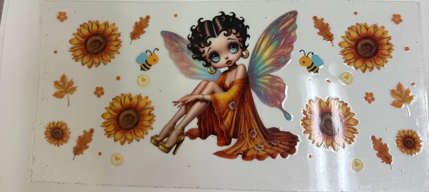 Cup wraps uvdtf Butterfly Betty Boop  with sunflower and bees