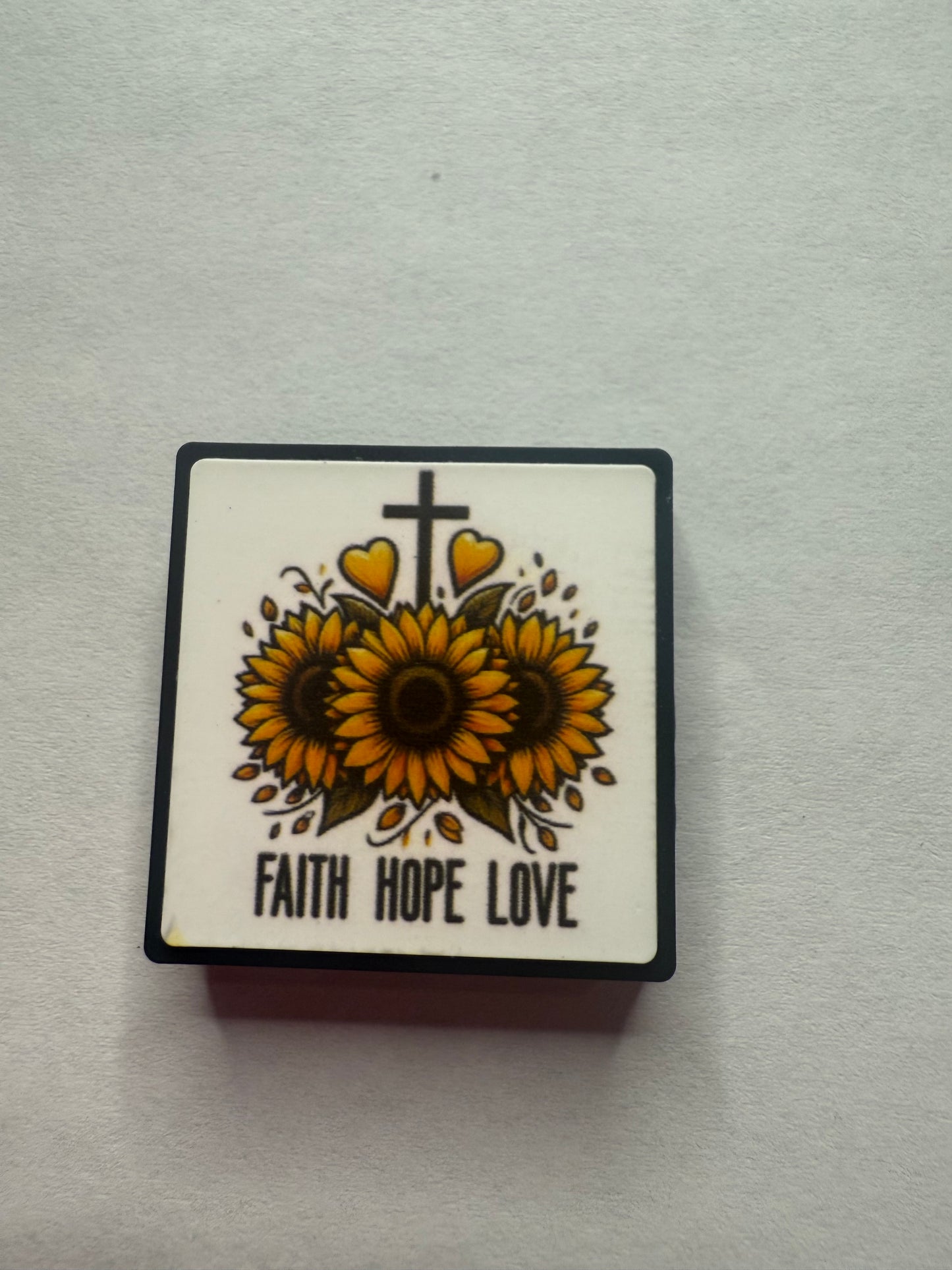 Focal 2d Glow in dark faith. Hope love with cross and sunflowes