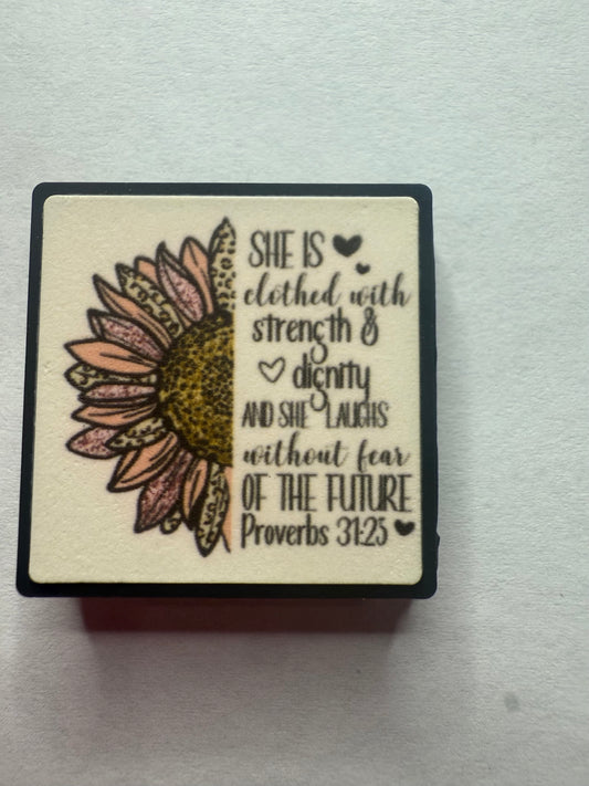 Focal 2d Glow in dark sunflower. She is clothes with strength and dignity