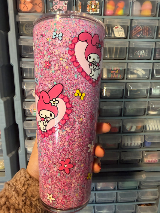 Premade snowglobe tumbler 24 oz Melody ready to ship