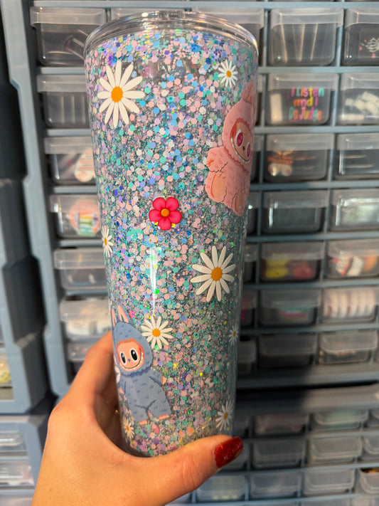 Snowglobe tumbler 24oz labubu ready to ship