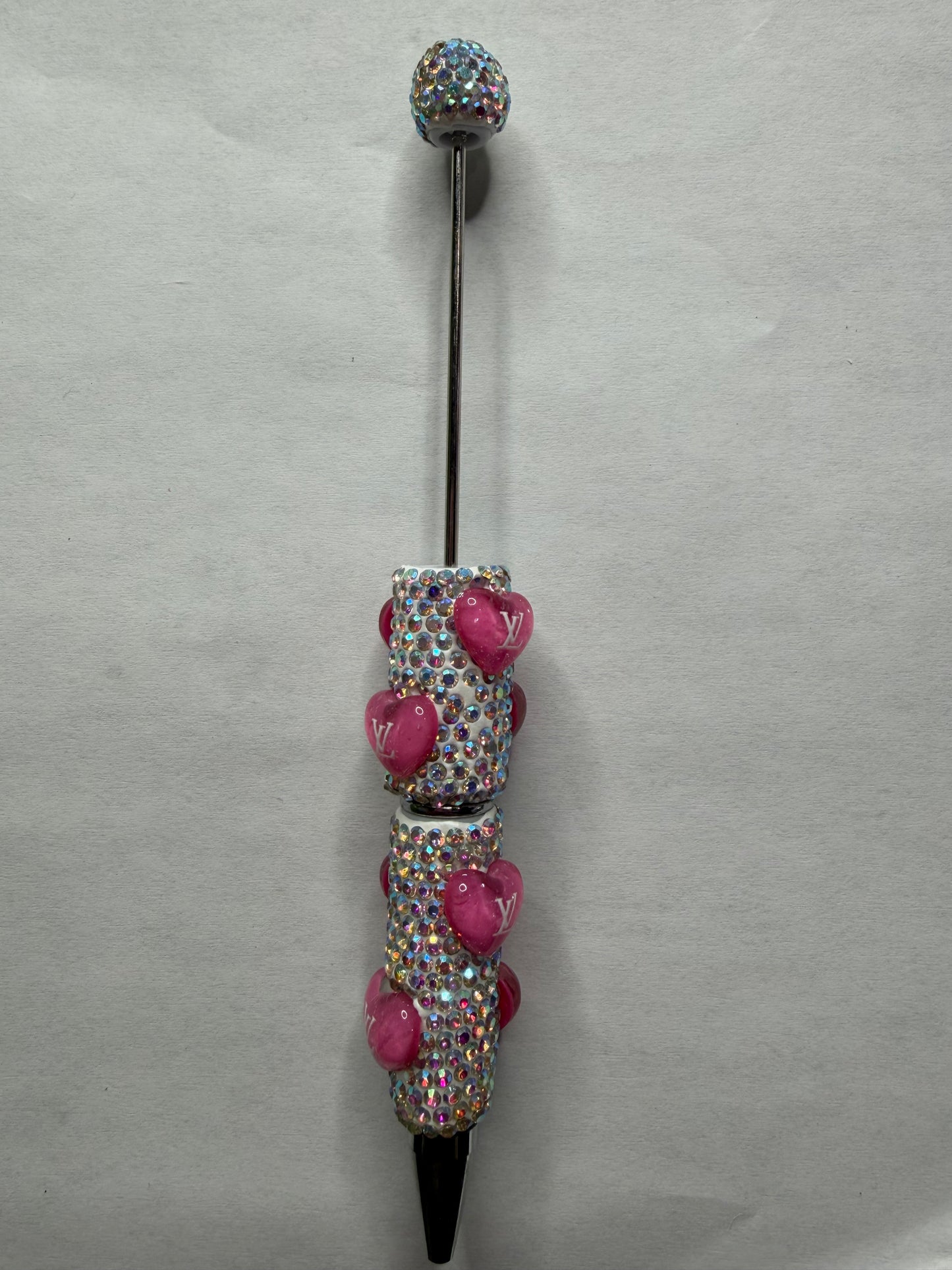 Beadable pens just the pen Lv rhinestone with pink hearts