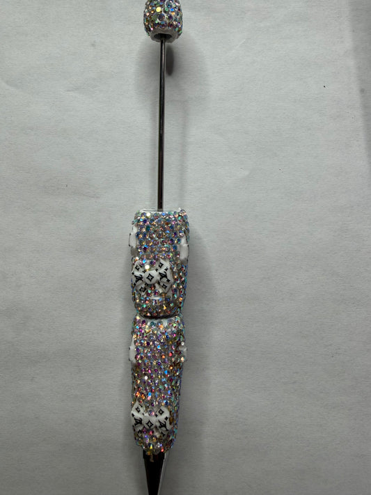 Beadable pens just the pen Lv rhinestone white bow