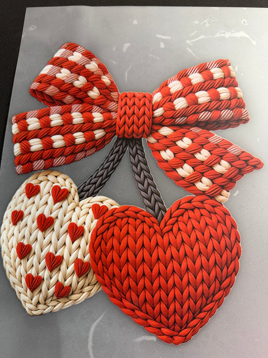 Custom dtf prints  cherry bow hearts