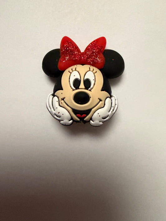 Focal 3d. Minnie head with red glitter bow